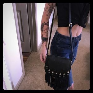 Black tassel cross body bag